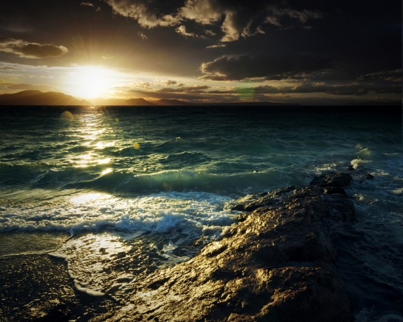 Обои картинки фото природа, восходы, закаты, море, закат
