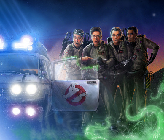 Обои картинки фото рисованное, кино, охотники, за, привидениями, ghostbusters, машина, арт