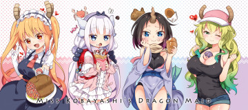 обоя аниме, kobayashi-san chi no maid dragon, kobayashi-san, chi, no, maid, dragon