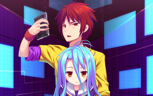 Обои картинки фото аниме, no game no life, девушка, фон, взгляд