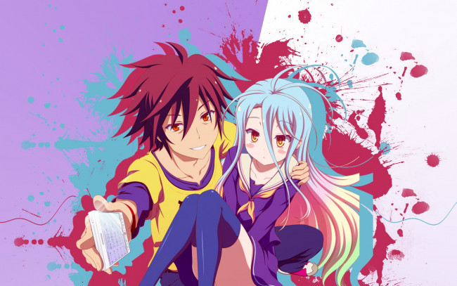 Обои картинки фото аниме, no game no life, фон, взгляд, девушка