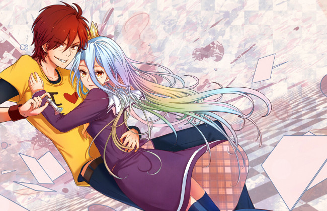 Обои картинки фото аниме, no game no life, взгляд, фон, девушка