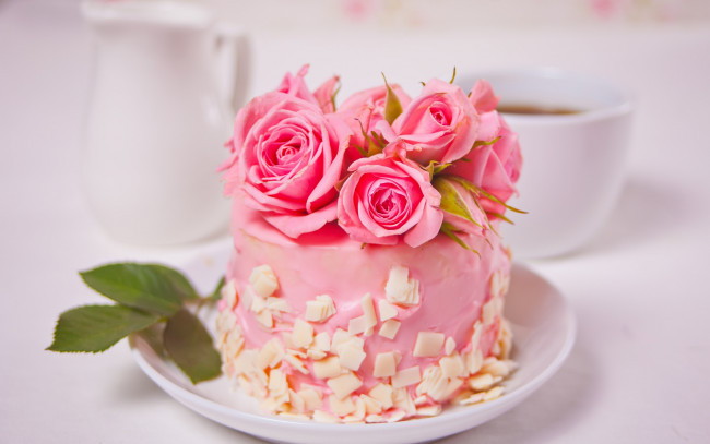 Обои картинки фото еда, торты, торт, розы