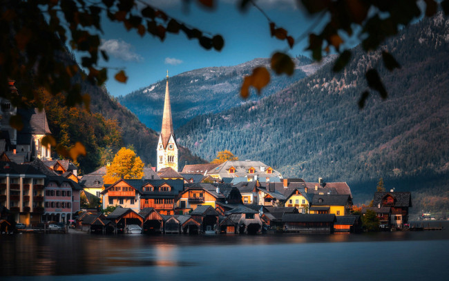 Обои картинки фото города, гальштат , австрия, горы, озеро