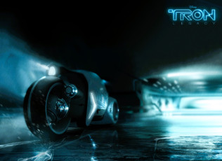 обоя кино фильмы, tron legacy, мотоцикл, транспорт, неон, тоннель
