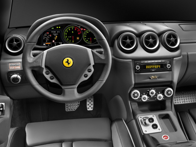 Обои картинки фото ferrari, 612, автомобили, спидометры, торпедо