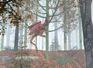 Картинка 3д графика creatures существа деревья дракон