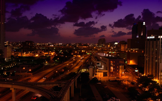 Обои картинки фото города, огни, ночного, город, ночь, облака