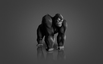 Картинка рисованное животные +обезьяны животное monkey темный фон gorilla горилла обезьяна