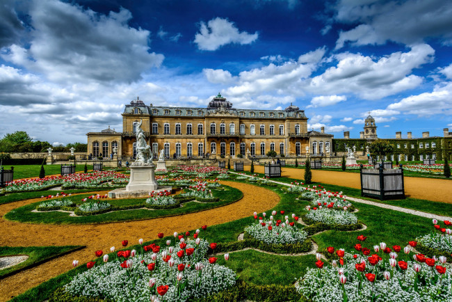 Обои картинки фото wrest park colours, города, - дворцы,  замки,  крепости, парк, дворец, клумбы, цветы