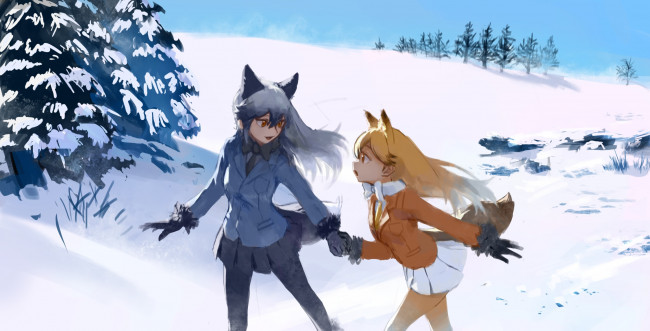 Обои картинки фото аниме, kemono friends, kemono, friends