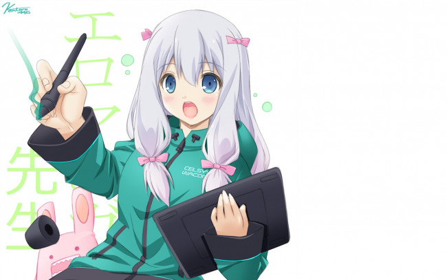 Обои картинки фото аниме, eromanga-sensei, девушка, взгляд, фон