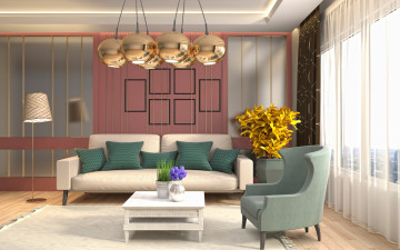 обоя интерьер, гостиная, комната, проект, дизайн, современный, шарики, люстра, ретро, стиль, золотой