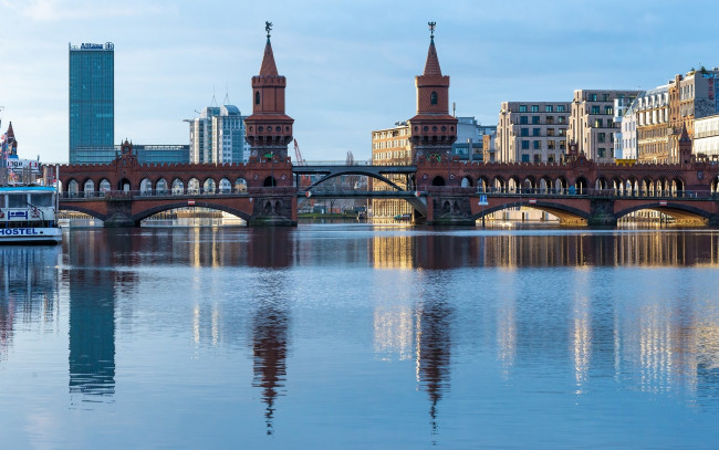 Обои картинки фото города, берлин , германия, река, мост