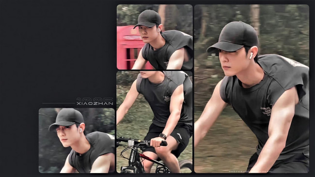 Обои картинки фото мужчины, xiao zhan, актер, велосипед, кепка