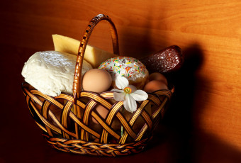 Картинка праздничные пасха корзина сыр яйца
