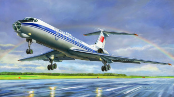 Картинка рисованные авиация а жирнов пассажирский самолет ту-134б кб туполева аэрофлот