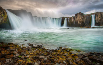 обоя природа, водопады, скалы, iceland, исландия, река