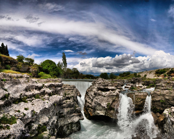 Обои картинки фото природа, водопады, река, водопад, камни, скалы
