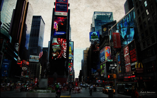 Обои картинки фото times, square, города, нью, йорк, сша, улица, город, вечер