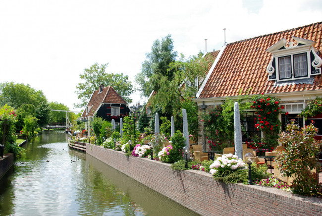 Обои картинки фото нидерланды, abbekerk, города, улицы, площади, набережные, дома, река