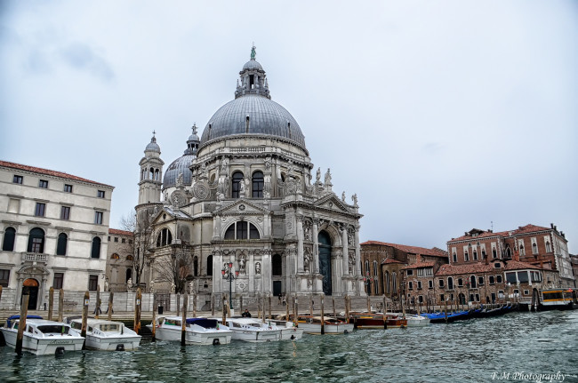 Обои картинки фото города, венеция, италия, собор, канал, лодки
