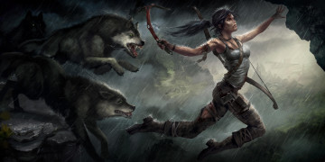 Картинка видео+игры tomb+raider+2013 девушка волк