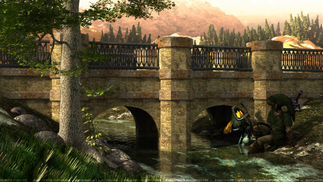 Обои картинки фото 3д графика, эльфы , elves, река, мост