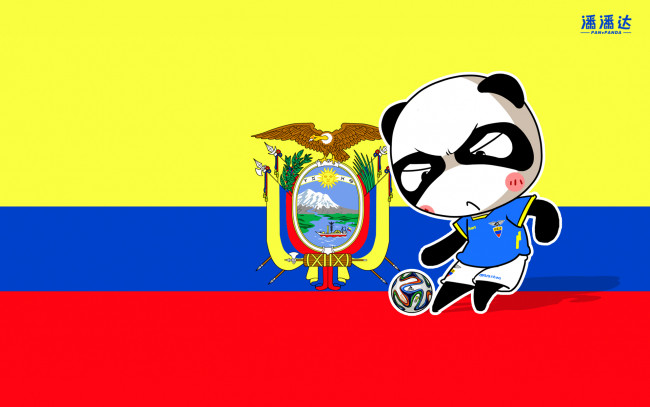 Обои картинки фото спорт, 3d, рисованные, панда, флаг, мяч, чемпионат, бразилия, 2014г