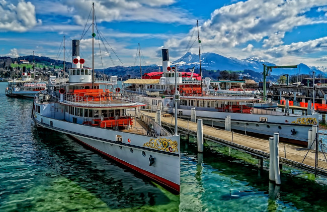 Обои картинки фото корабли, пароходы, пароход, пристань