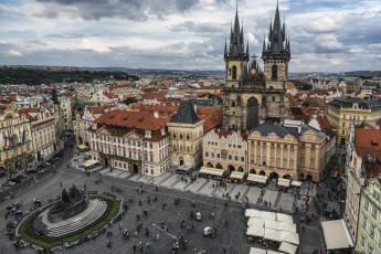 Картинка old+town+square+|+prague города прага+ Чехия площадь башни