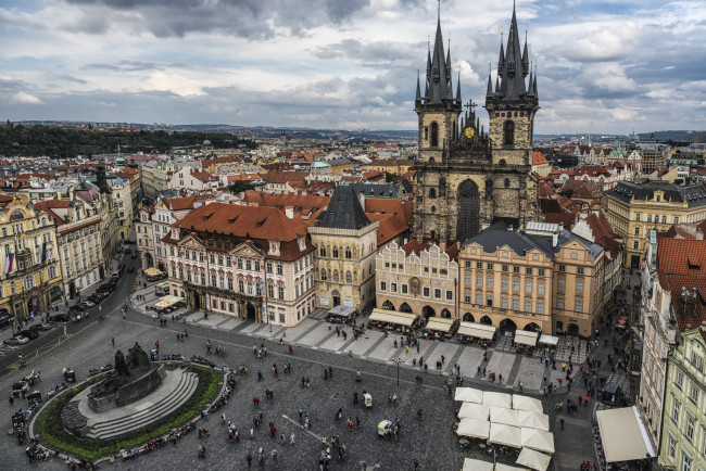 Обои картинки фото old town square | prague, города, прага , Чехия, площадь, башни