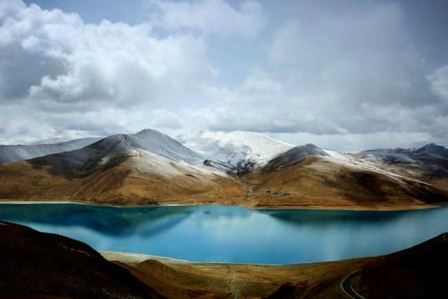 Обои картинки фото природа, реки, озера, снег, горы, озеро, тибет