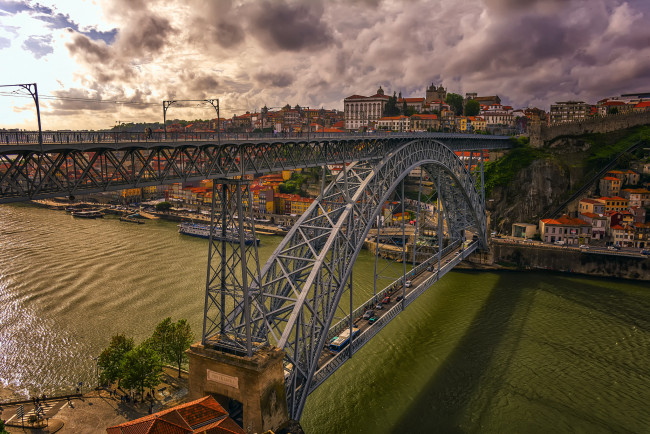 Обои картинки фото ponte don luis, города, порту , португалия, мост, река