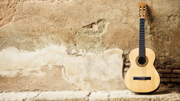 Картинка музыка -музыкальные+инструменты гитара стена