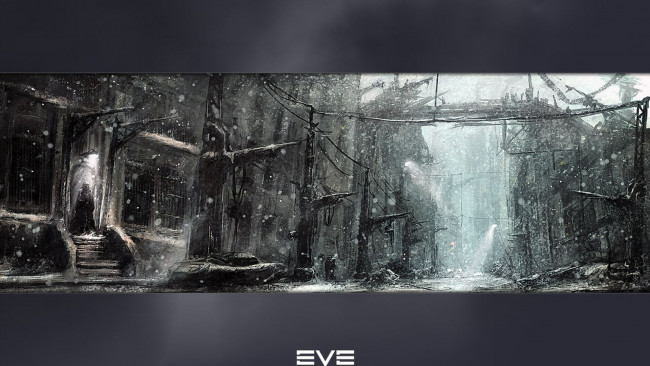 Обои картинки фото видео игры, eve online, развалины, снег, город