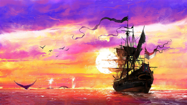 Обои картинки фото корабли, рисованные, the, whaler, dominik, mayer