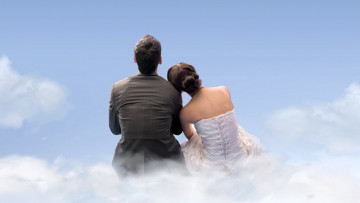 Картинка разное мужчина+женщина влюбленные молодожены новобрачные облако