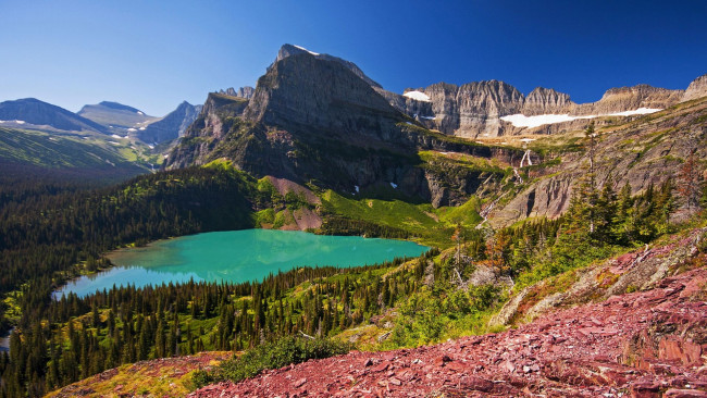 Обои картинки фото grinnell lake, glacier np, montana, природа, реки, озера, grinnell, lake, glacier, np