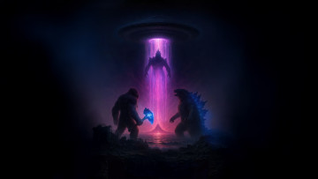 обоя рисованное, кино,  мультфильмы, godzilla, x, kong, supernova