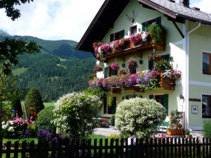 Картинка австрия тироль ахенкирх города здания дома дом цветники