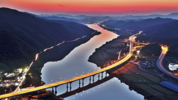Картинка города мосты мост река south+korea