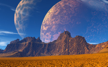 Картинка 3д+графика атмосфера настроение+ atmosphere+ +mood+ космос планета горы фантастика