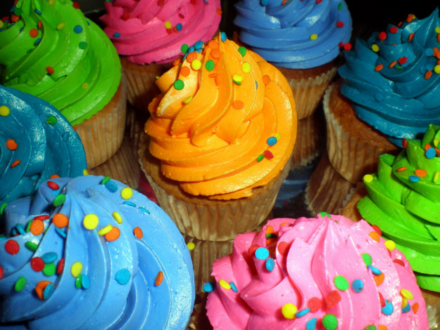 Обои картинки фото еда, пирожные,  кексы,  печенье, разноцветные, капкейки