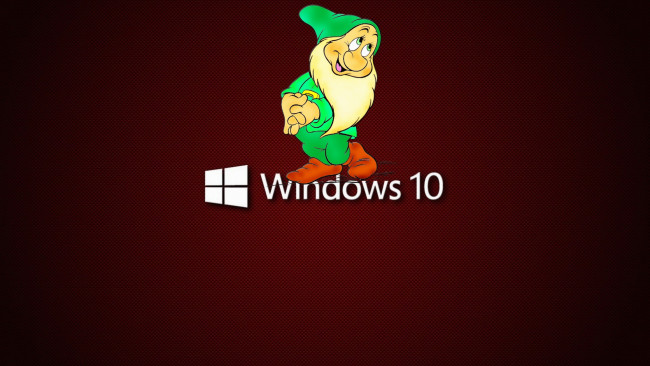 Обои картинки фото windows10, компьютеры, windows 10, гномик, скромность