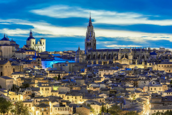 Картинка испания города -+панорамы деревья фонари здания