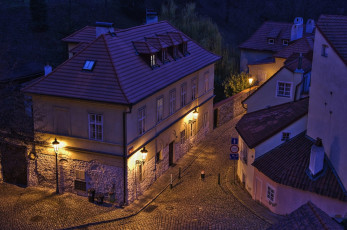 Картинка прага города прага+ Чехия дорога дома фонари