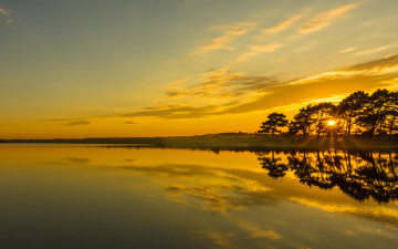 Картинка природа восходы закаты отражение деревья англия