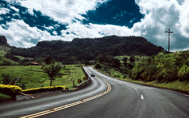 Обои картинки фото природа, дороги, облака, шоссе