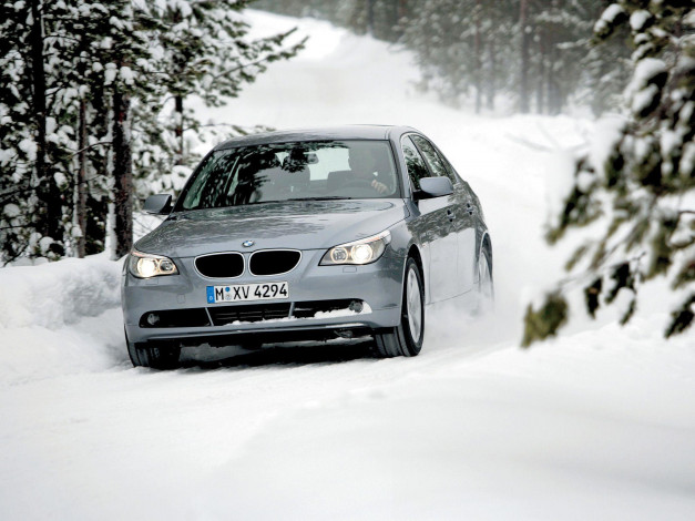 Обои картинки фото автомобили, bmw, скорость, снег, серебристый, бмв